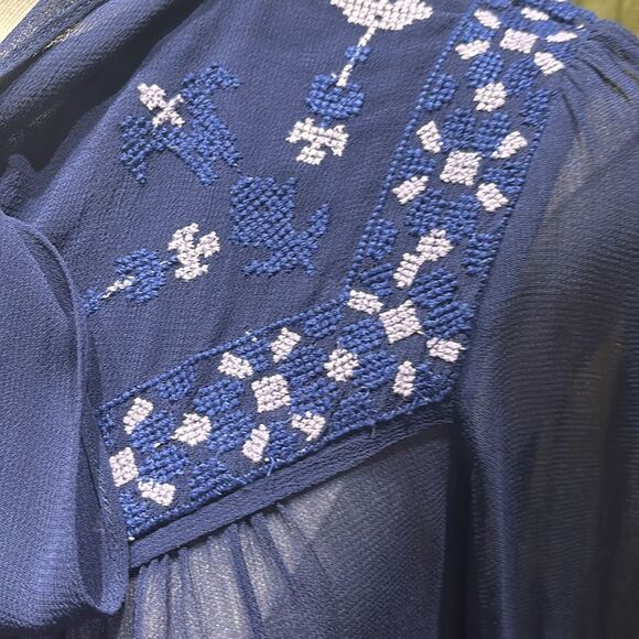 Alice by Temperley 100% viscose Sheer Navy Blue Embroidered dress, US2 - Picture 4 of 10